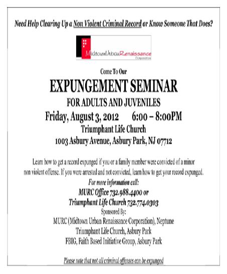 Expungement Seminar For Adults & Juveniles