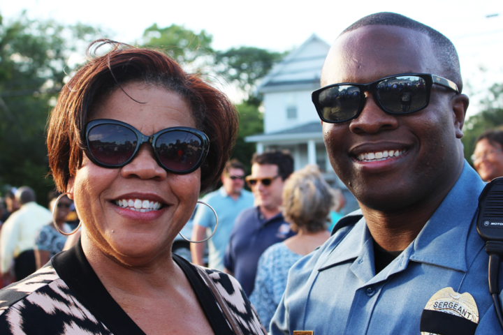 Dianna Harris and Officer Washington. Community prayer unites Asbury Park and Neptune residents and police