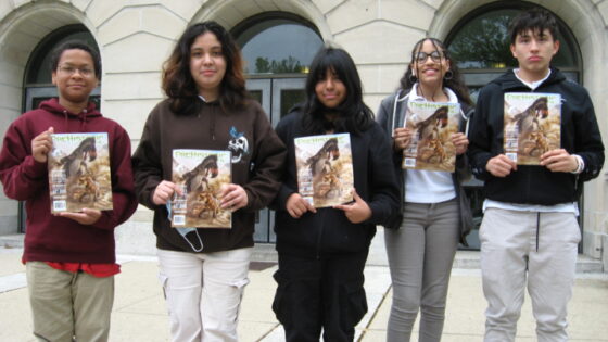 Asbury Park High School students work in Prehistoric Times Magazine